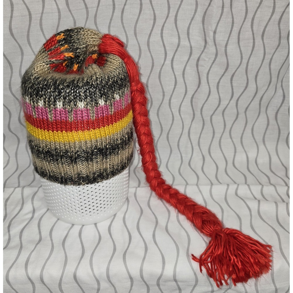 Little Miss Matched Unisex Winter‎ Hat Red Pony Tail Knited Beanie